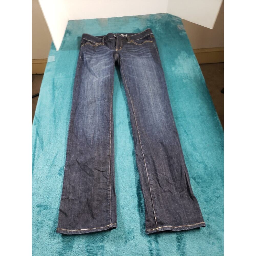 American Eagle Jeans Sz 2 Womens Blue Stretch Pants Ladies Mid Rise Straight